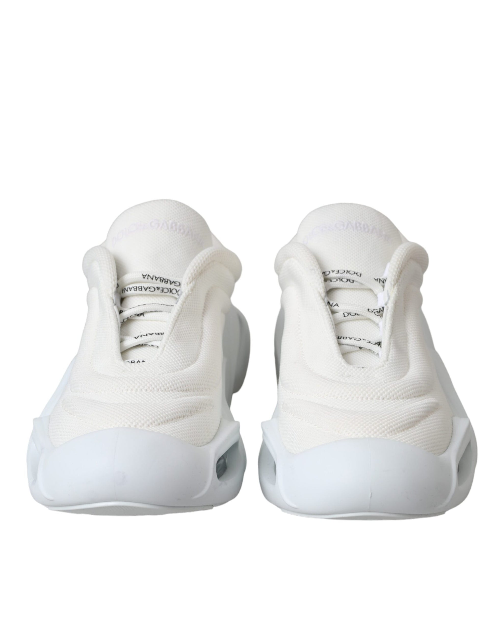 Dolce & Gabbana White Padded Fabric Wave Low Top Sneakers Shoes by Dolce & Gabbana
