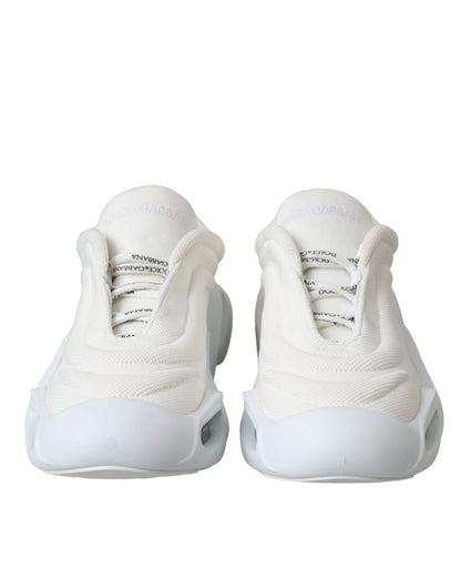 Dolce & Gabbana White Padded Fabric Wave Low Top Sneakers Shoes by Dolce & Gabbana