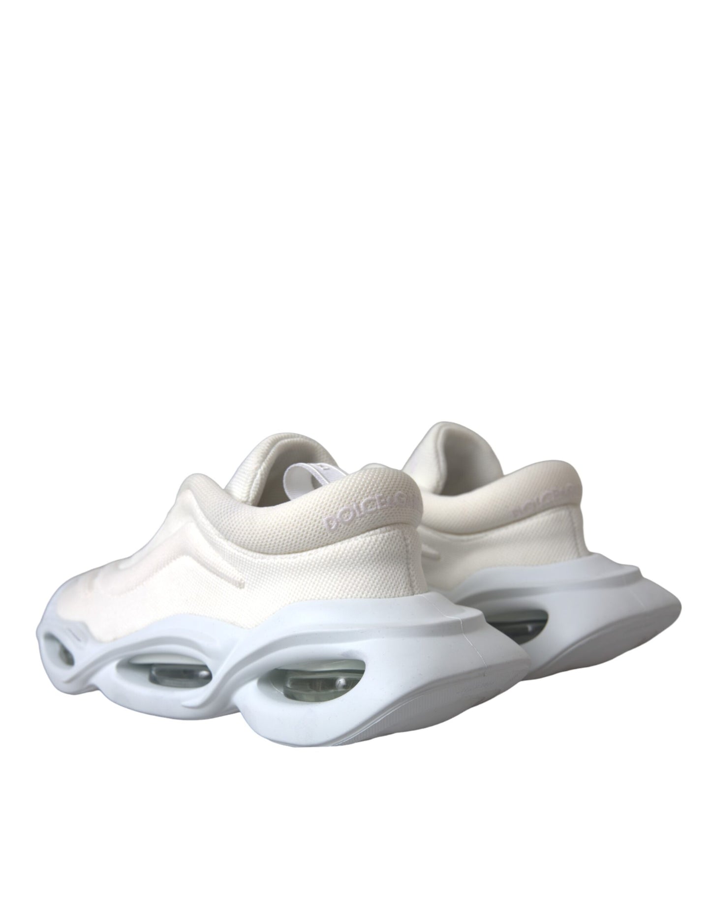 Dolce & Gabbana White Padded Fabric Wave Low Top Sneakers Shoes by Dolce & Gabbana