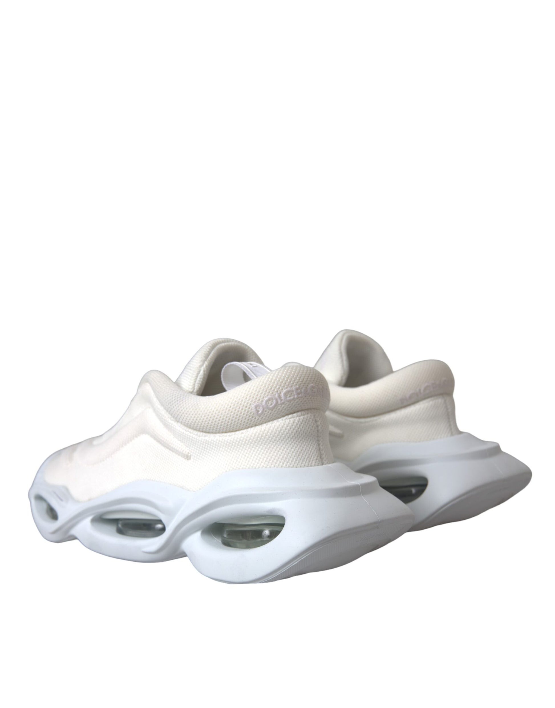 Dolce & Gabbana White Padded Fabric Wave Low Top Sneakers Shoes by Dolce & Gabbana