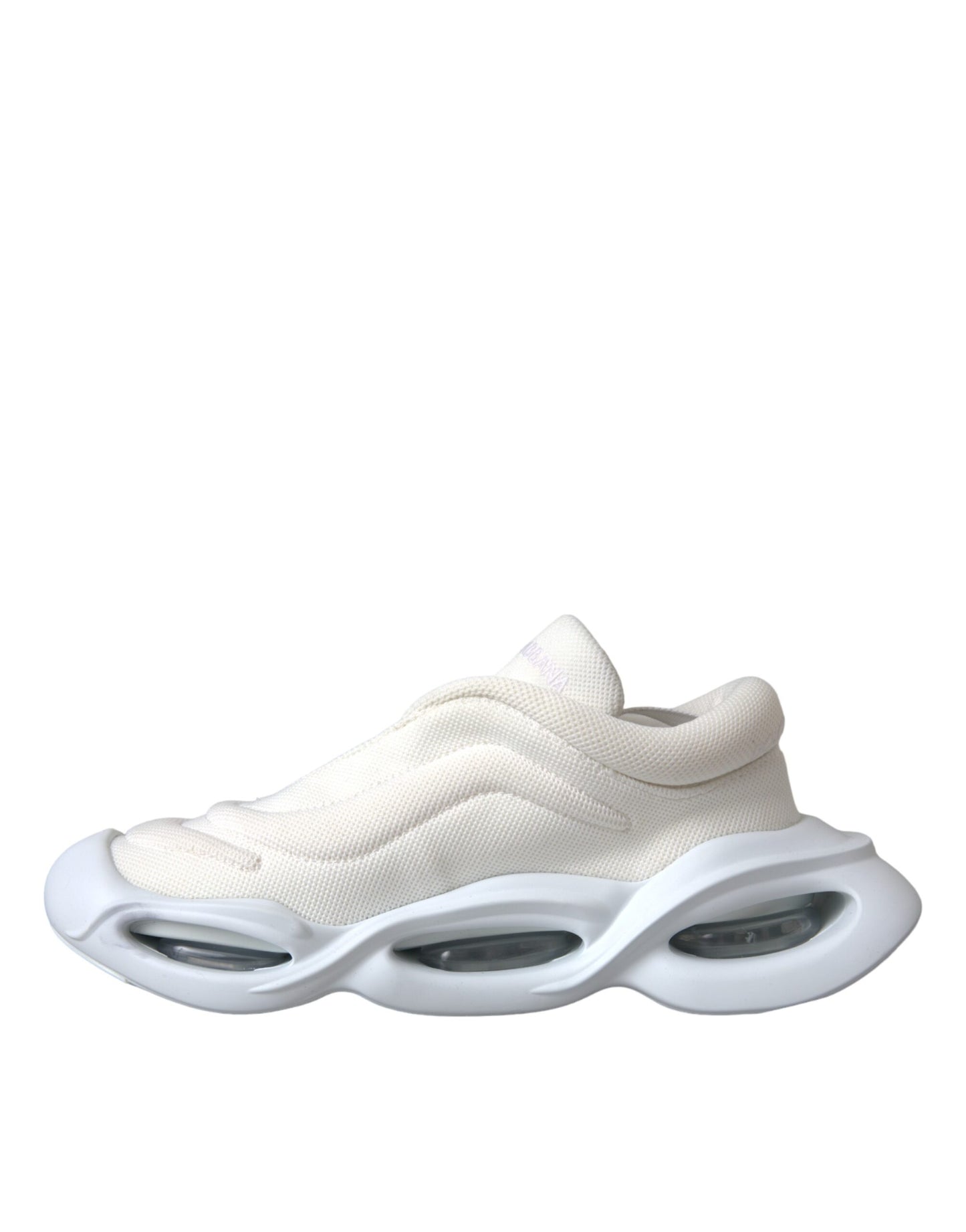 Dolce & Gabbana White Padded Fabric Wave Low Top Sneakers Shoes by Dolce & Gabbana