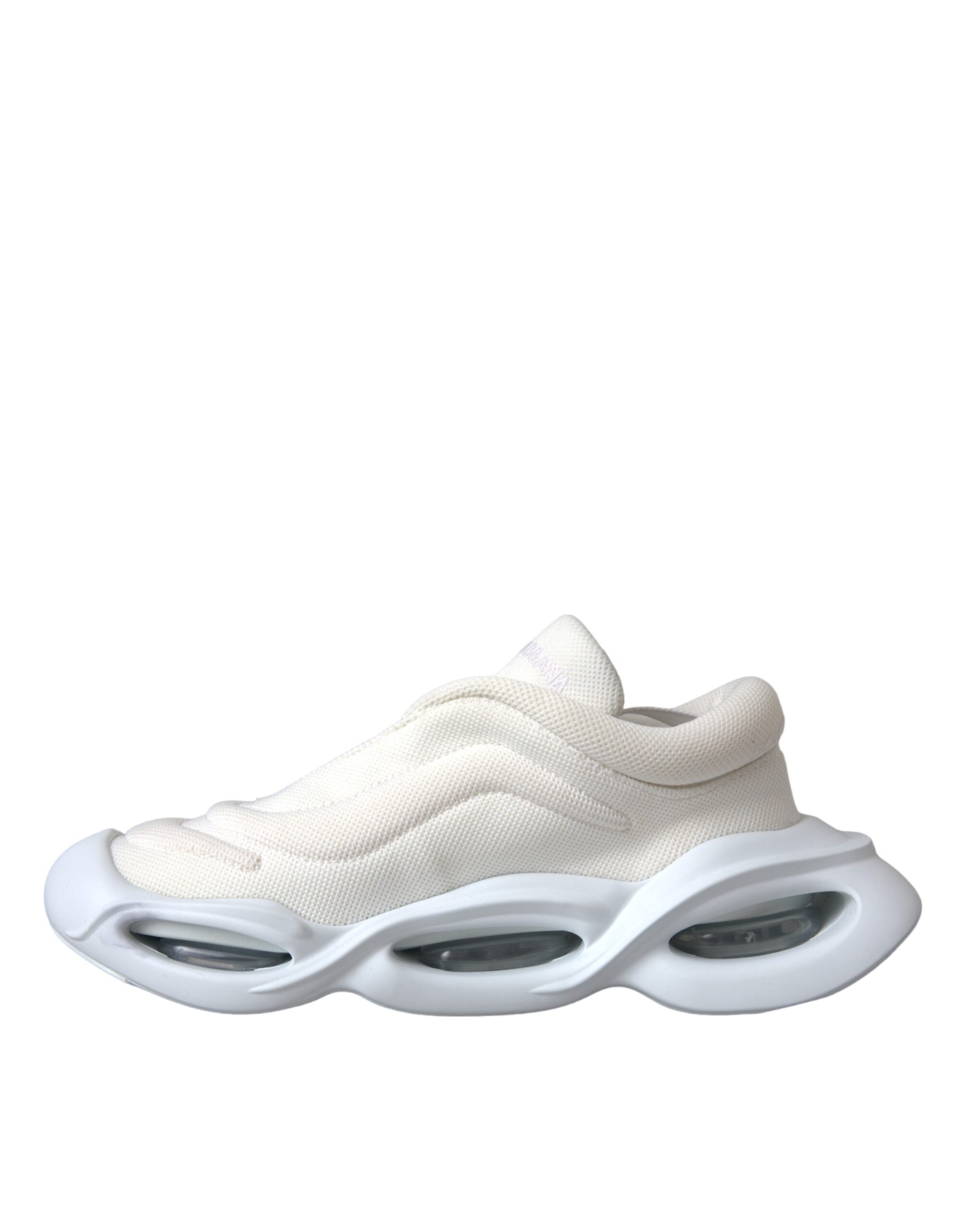 Dolce & Gabbana White Padded Fabric Wave Low Top Sneakers Shoes by Dolce & Gabbana