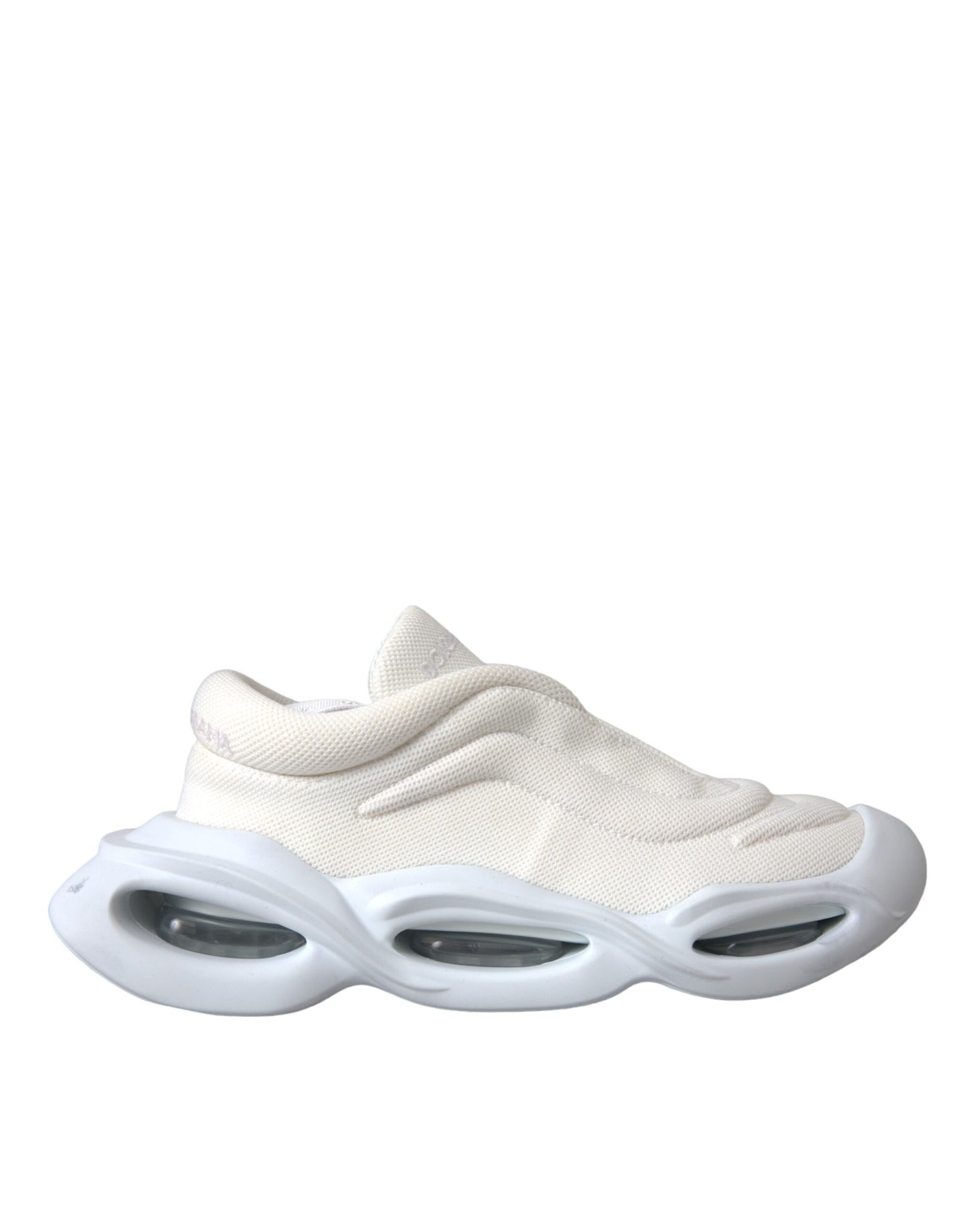 Dolce & Gabbana White Padded Fabric Wave Low Top Sneakers Shoes by Dolce & Gabbana