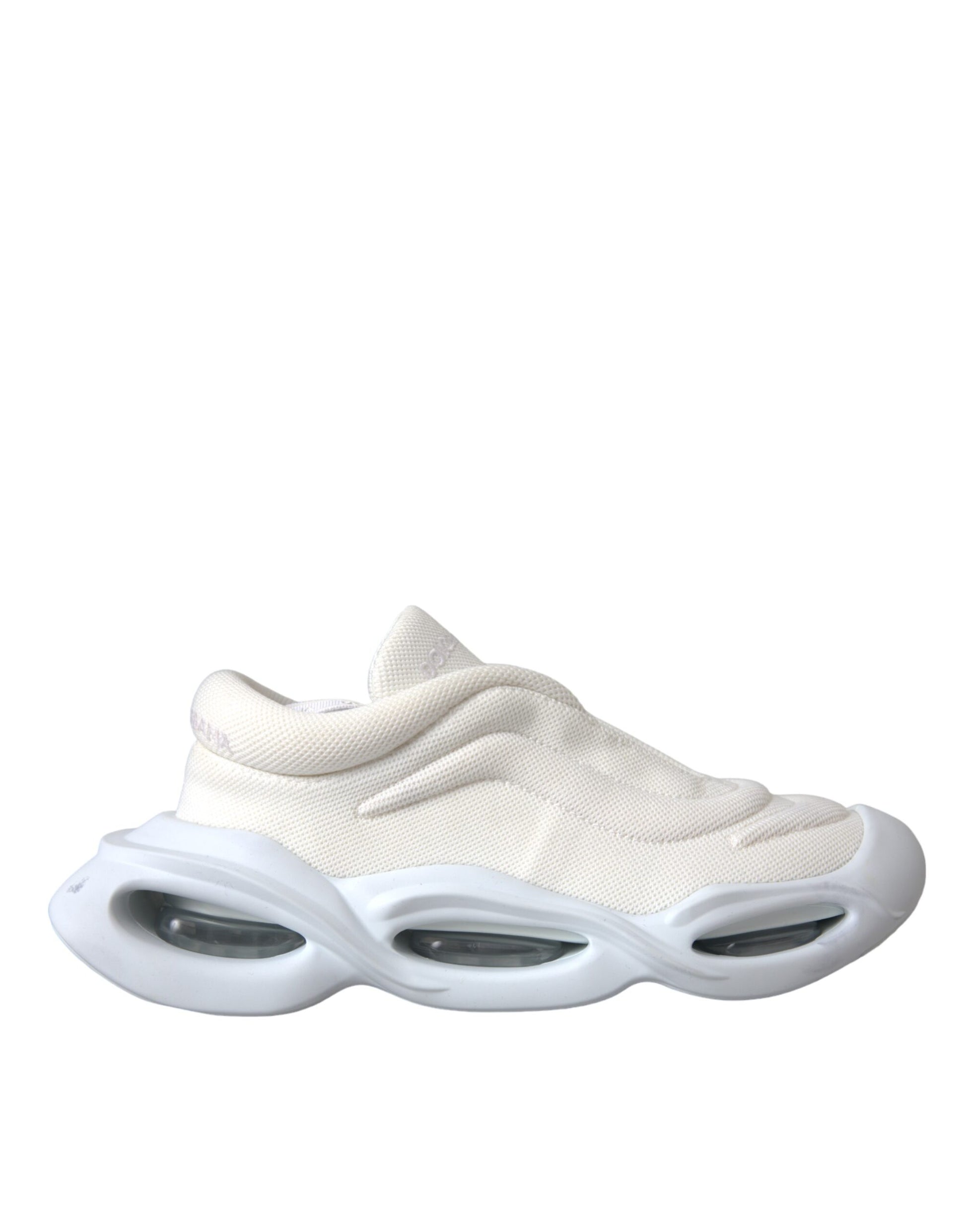 Dolce & Gabbana White Padded Fabric Wave Low Top Sneakers Shoes by Dolce & Gabbana
