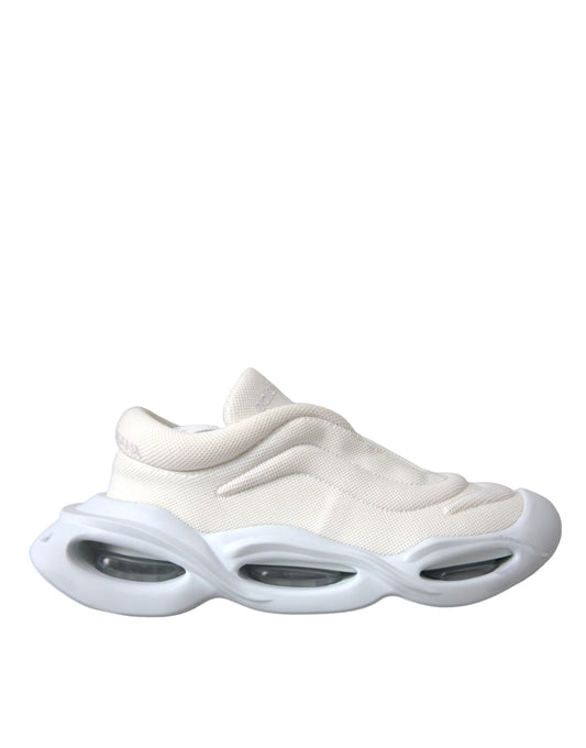 Dolce & Gabbana White Padded Fabric Wave Low Top Sneakers Shoes by Dolce & Gabbana