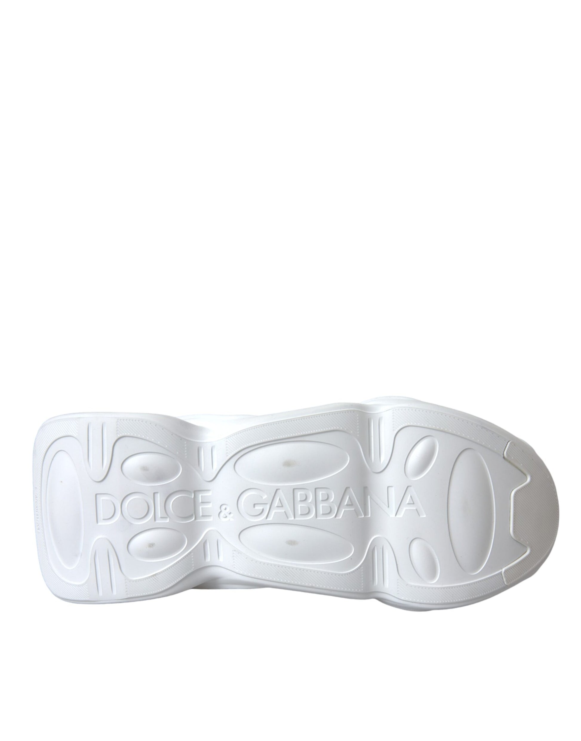 Dolce & Gabbana White Padded Fabric Wave Low Top Sneakers Shoes by Dolce & Gabbana
