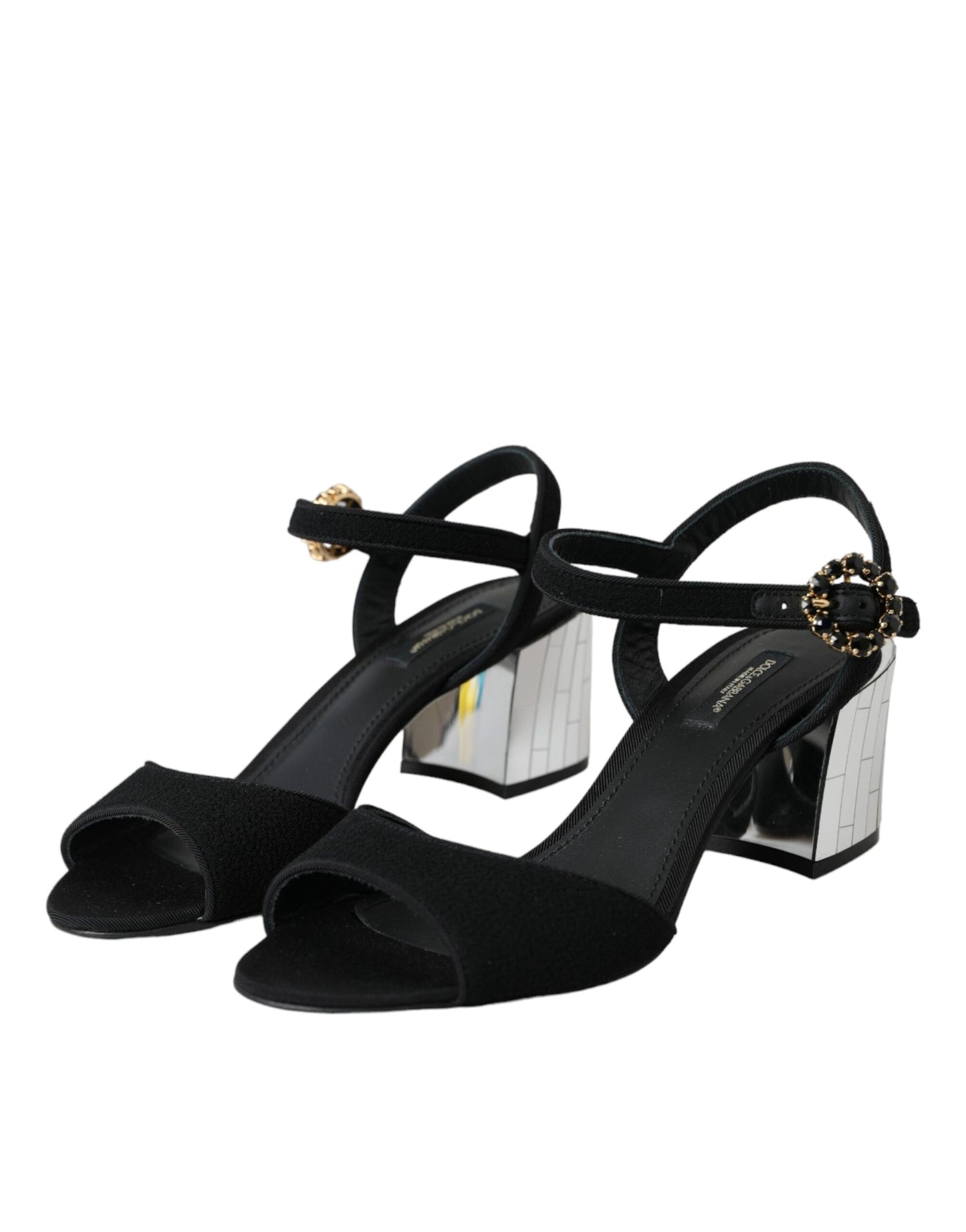 Sandales Keira à bride cheville en cristal noir Dolce &amp; Gabbana