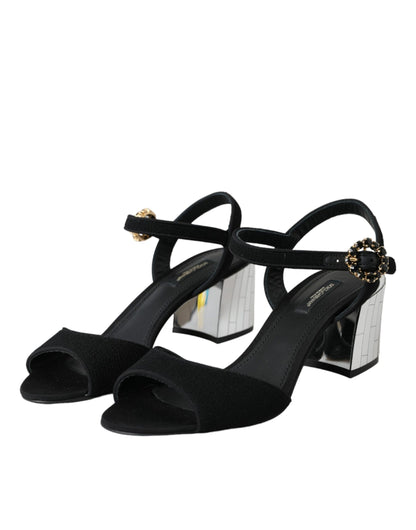 Sandales Keira à bride cheville en cristal noir Dolce &amp; Gabbana