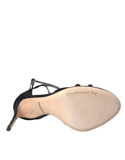 Sandales à talons en satin noir Dolce &amp; Gabbana Keira