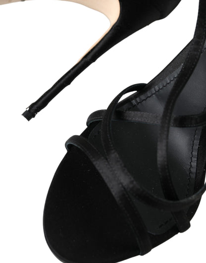 Sandales à talons en satin noir Dolce &amp; Gabbana Keira