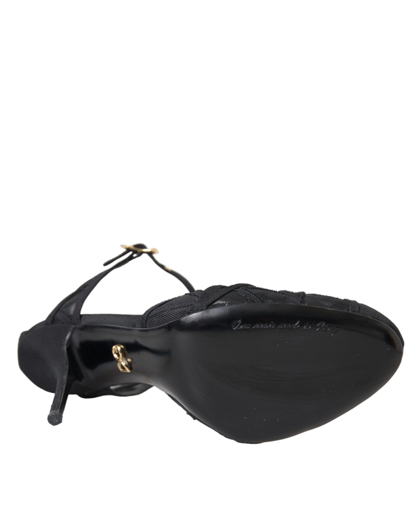 Sandales à talons et bride cheville en maille noire Dolce &amp; Gabbana
