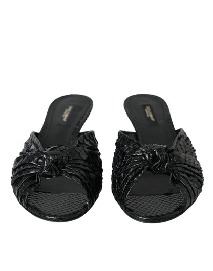 Chaussures à talons en cuir exotique noir Dolce &amp; Gabbana