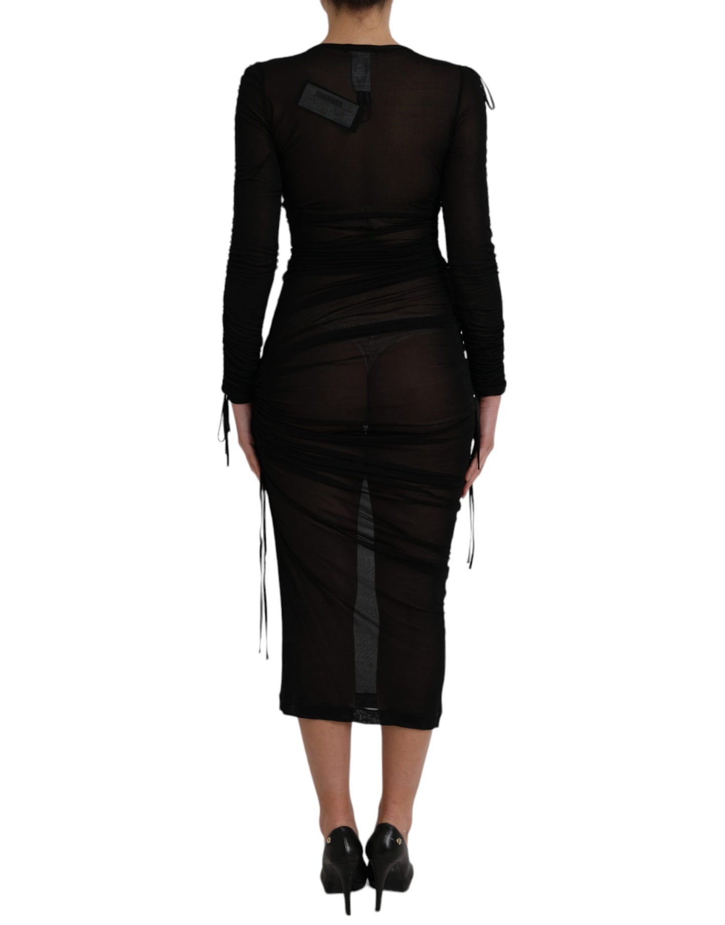 Dolce & Gabbana Black Sheer Bodycon Sheath Midi Dress by Dolce & Gabbana