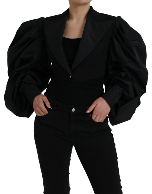 Veste courte à manches bouffantes en polyester noir Dolce &amp; Gabbana