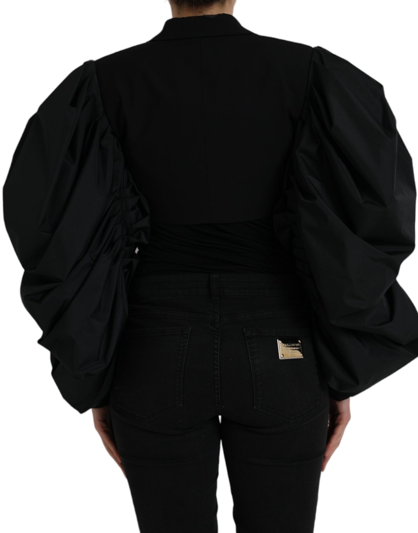 Veste courte à manches bouffantes en polyester noir Dolce &amp; Gabbana