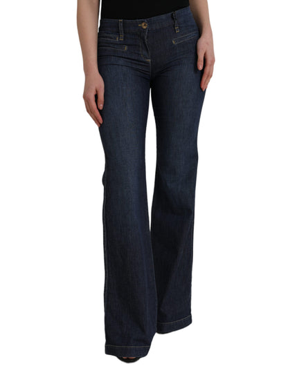 PLEIN SUD Dark Blue Cotton Bootcut Denim Jeans by PLEIN SUD
