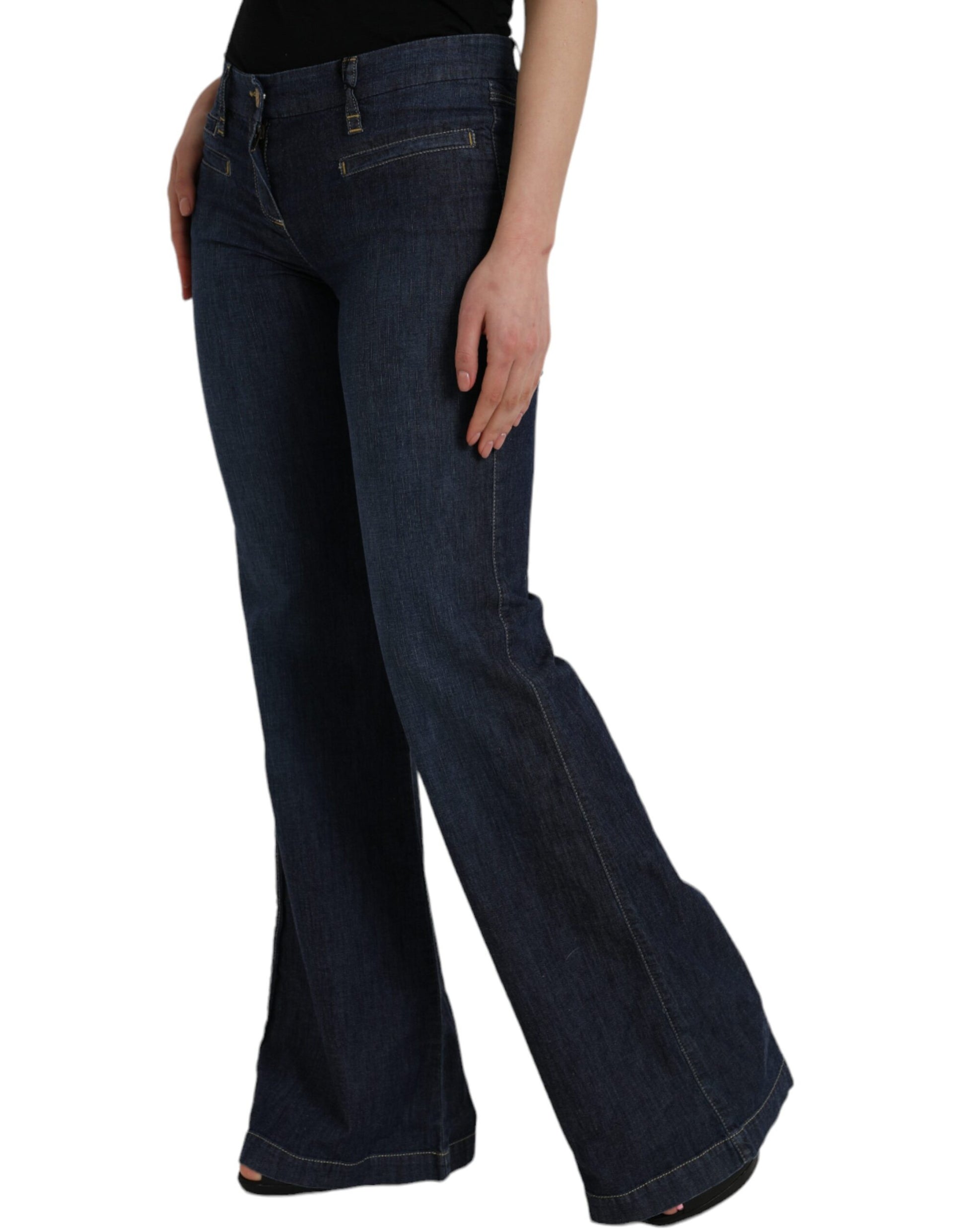 PLEIN SUD Dark Blue Cotton Bootcut Denim Jeans by PLEIN SUD