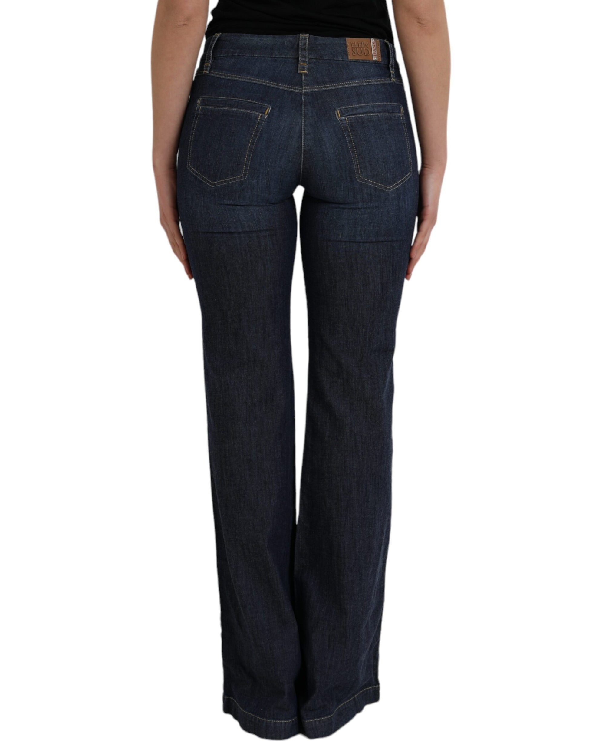 PLEIN SUD Dark Blue Cotton Bootcut Denim Jeans by PLEIN SUD