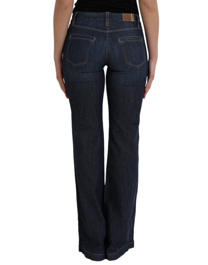 PLEIN SUD Dark Blue Cotton Bootcut Denim Jeans by PLEIN SUD