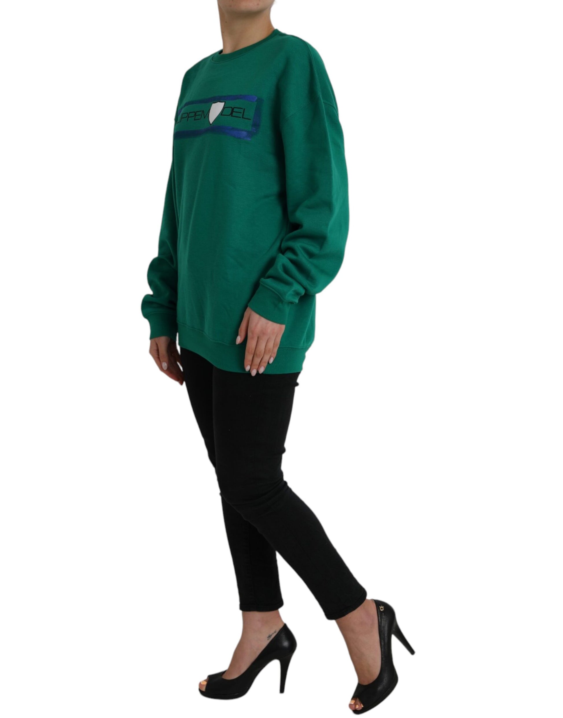 Philippe Model Green Cotton Logo Print Long Sleeves Pullover Sweater by Philippe Model