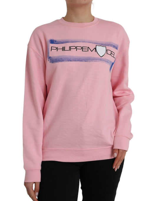 Philippe Model Pink Cotton Logo Print Long Sleeves Pullover Sweater by Philippe Model