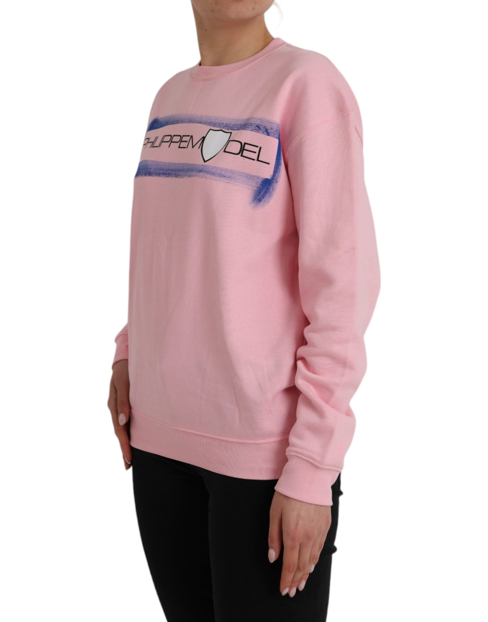 Philippe Model Pink Cotton Logo Print Long Sleeves Pullover Sweater by Philippe Model