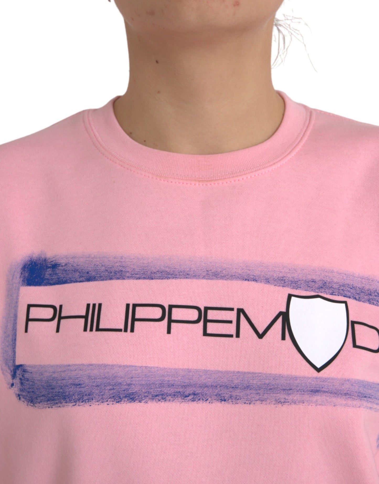 Philippe Model Pink Cotton Logo Print Long Sleeves Pullover Sweater by Philippe Model