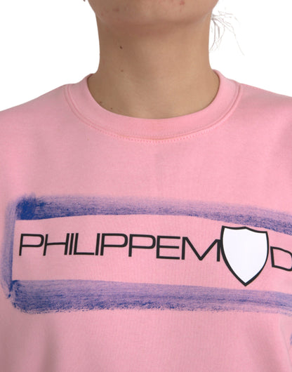 Philippe Model Pink Cotton Logo Print Long Sleeves Pullover Sweater by Philippe Model