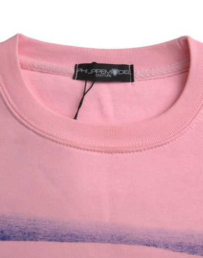 Philippe Model Pink Cotton Logo Print Long Sleeves Pullover Sweater by Philippe Model