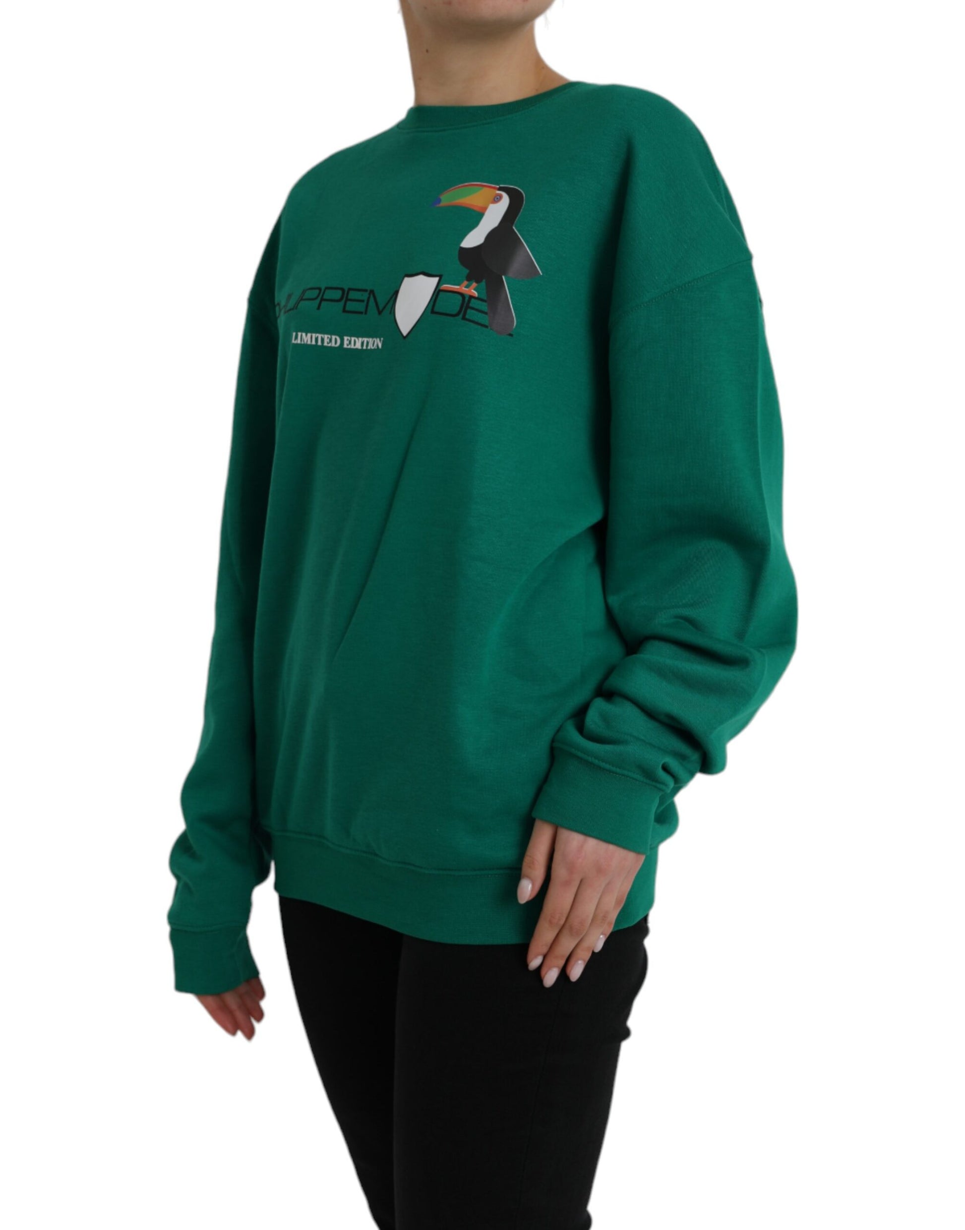 Philippe Model Green Cotton Logo Print Long Sleeves Pullover Sweater by Philippe Model