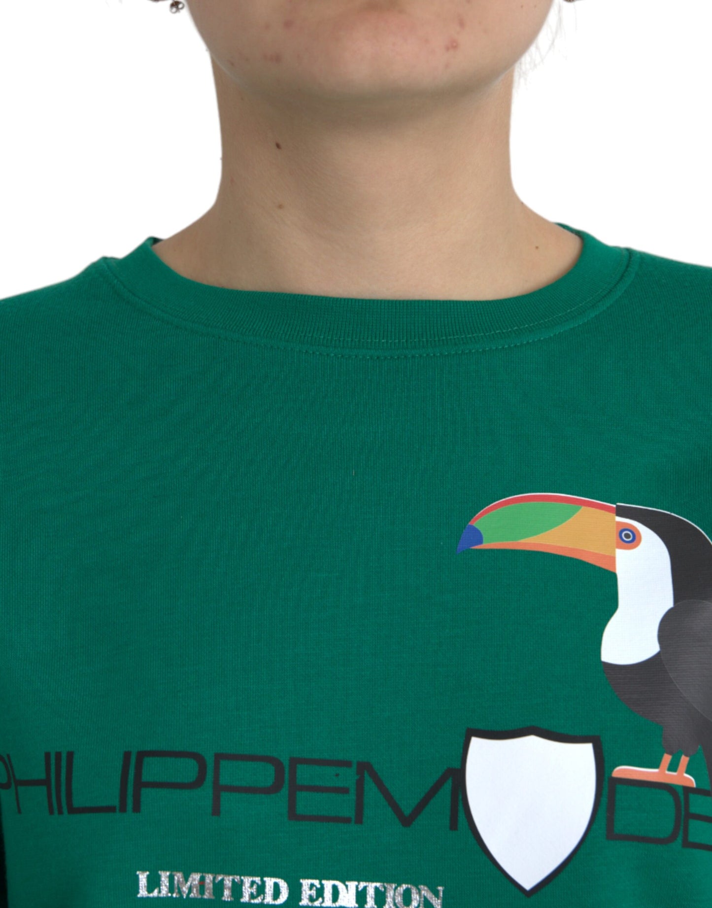 Philippe Model Green Cotton Logo Print Long Sleeves Pullover Sweater by Philippe Model