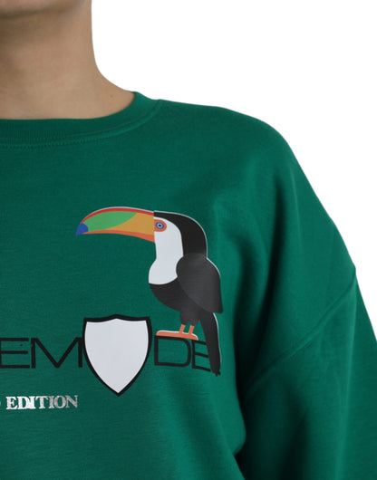 Philippe Model Green Cotton Logo Print Long Sleeves Pullover Sweater by Philippe Model