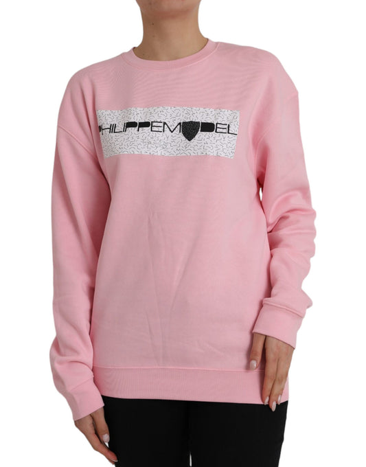Philippe Model Pink Cotton Logo Print Long Sleeves Pullover Sweater by Philippe Model