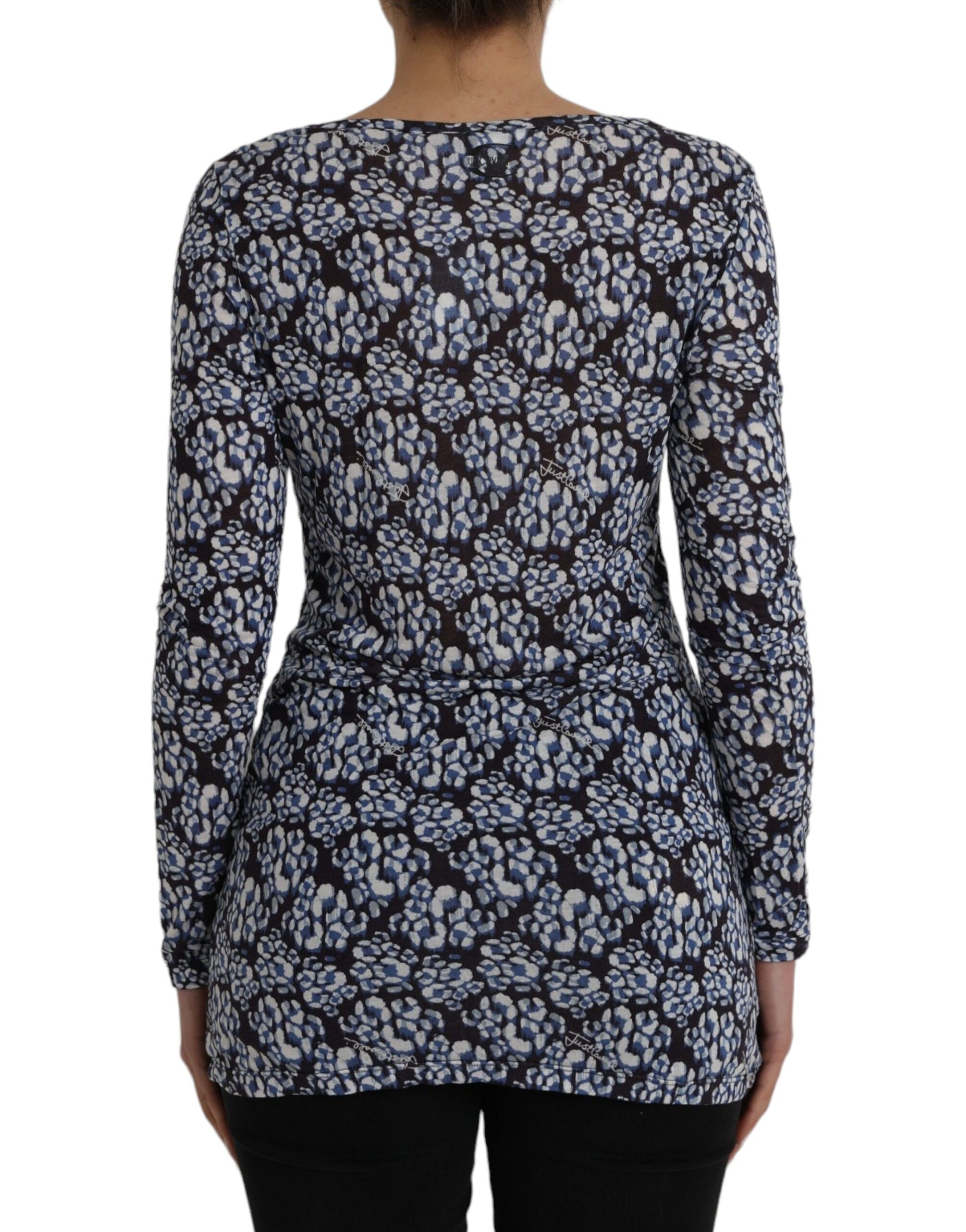 Just Cavalli Blue Floral Lace Long Sleeves Top Underwear Blouse by Just Cavalli