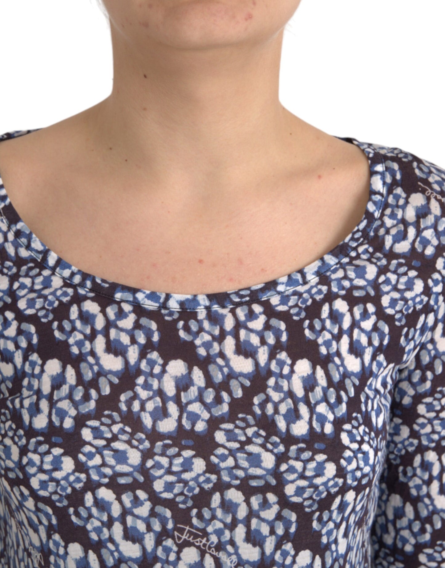 Just Cavalli Blue Floral Lace Long Sleeves Top Underwear Blouse by Just Cavalli