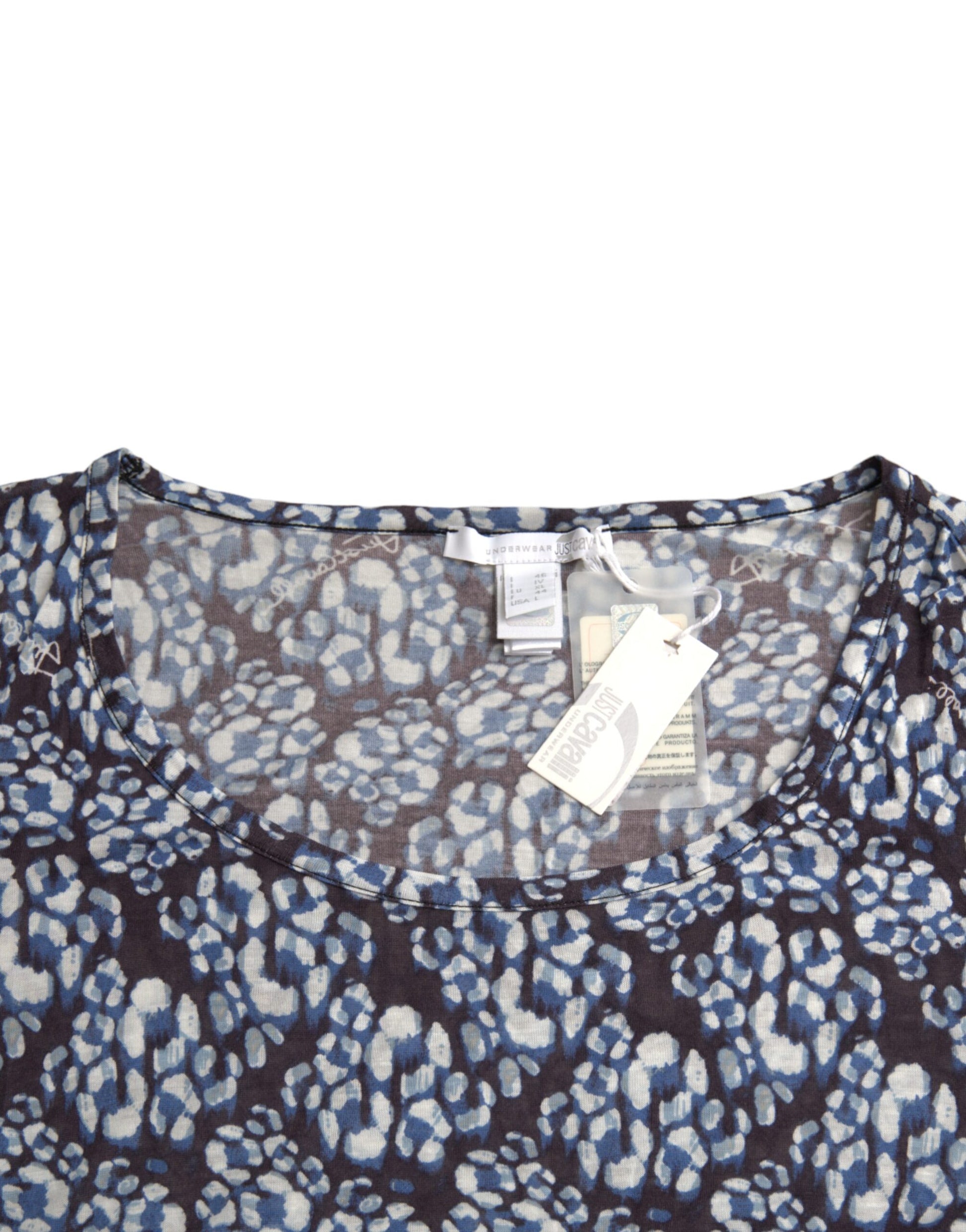 Just Cavalli Blue Floral Lace Long Sleeves Top Underwear Blouse by Just Cavalli