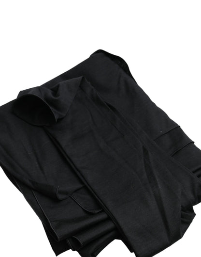 Dolce & Gabbana Black Wool Cutout Asymmetric Long Sleeve Top by Dolce & Gabbana