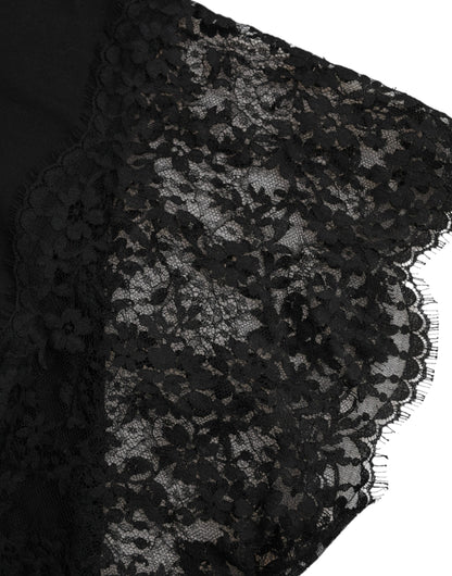 Dolce & Gabbana Black Sacred Heart Print Cotton Lace T-shirt by Dolce & Gabbana