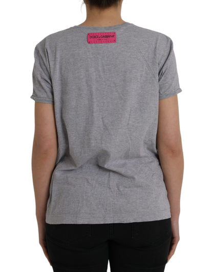 Dolce & Gabbana Gray Cotton L'Amore E'Bellezza Top T-shirt by Dolce & Gabbana