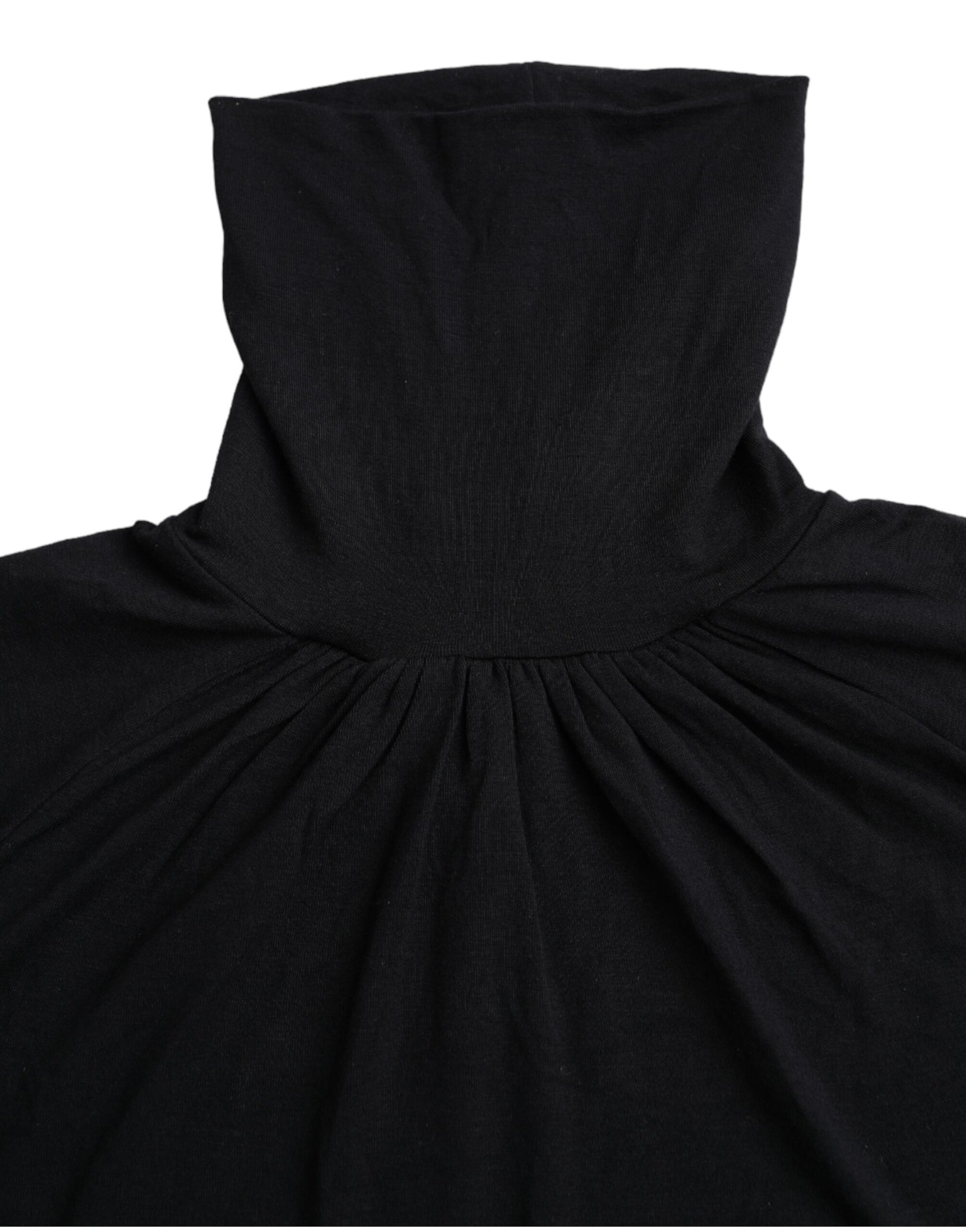 Costume National Black Turtleneck Viscose Short Sleeve Top by Costume National