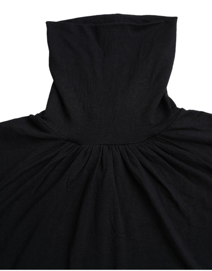 Costume National Black Turtleneck Viscose Short Sleeve Top by Costume National