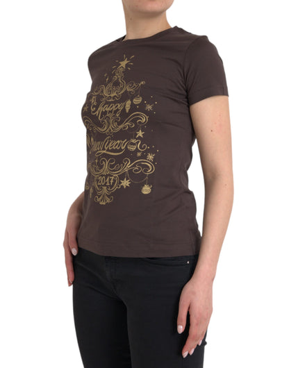 Dolce & Gabbana Brown Crewneck 2017 Motive Print T-shirt by Dolce & Gabbana
