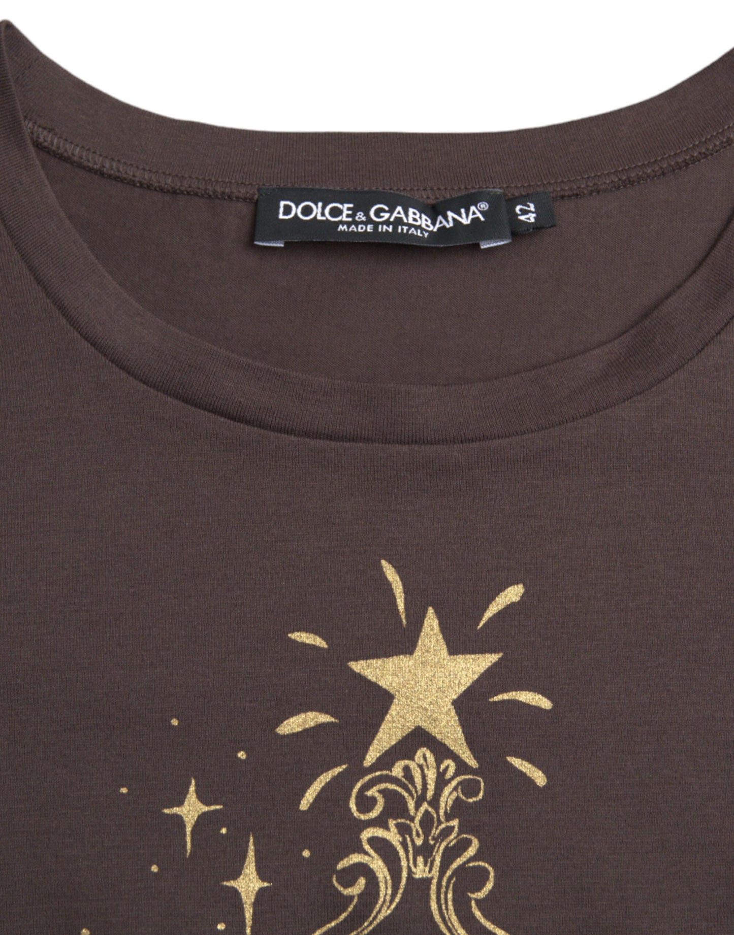 Dolce & Gabbana Brown Crewneck 2017 Motive Print T-shirt by Dolce & Gabbana