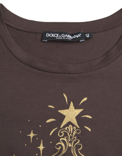 Dolce & Gabbana Brown Crewneck 2017 Motive Print T-shirt by Dolce & Gabbana