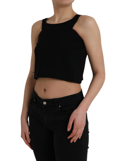 Dolce & Gabbana Black Sleeveless Round Neck Cropped Tank Top by Dolce & Gabbana