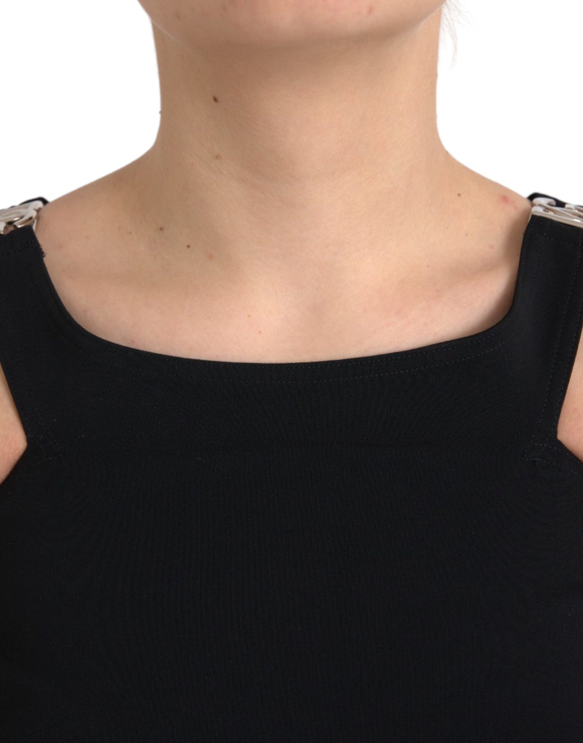 Dolce & Gabbana Black Sleeveless Round Neck Cropped Tank Top by Dolce & Gabbana