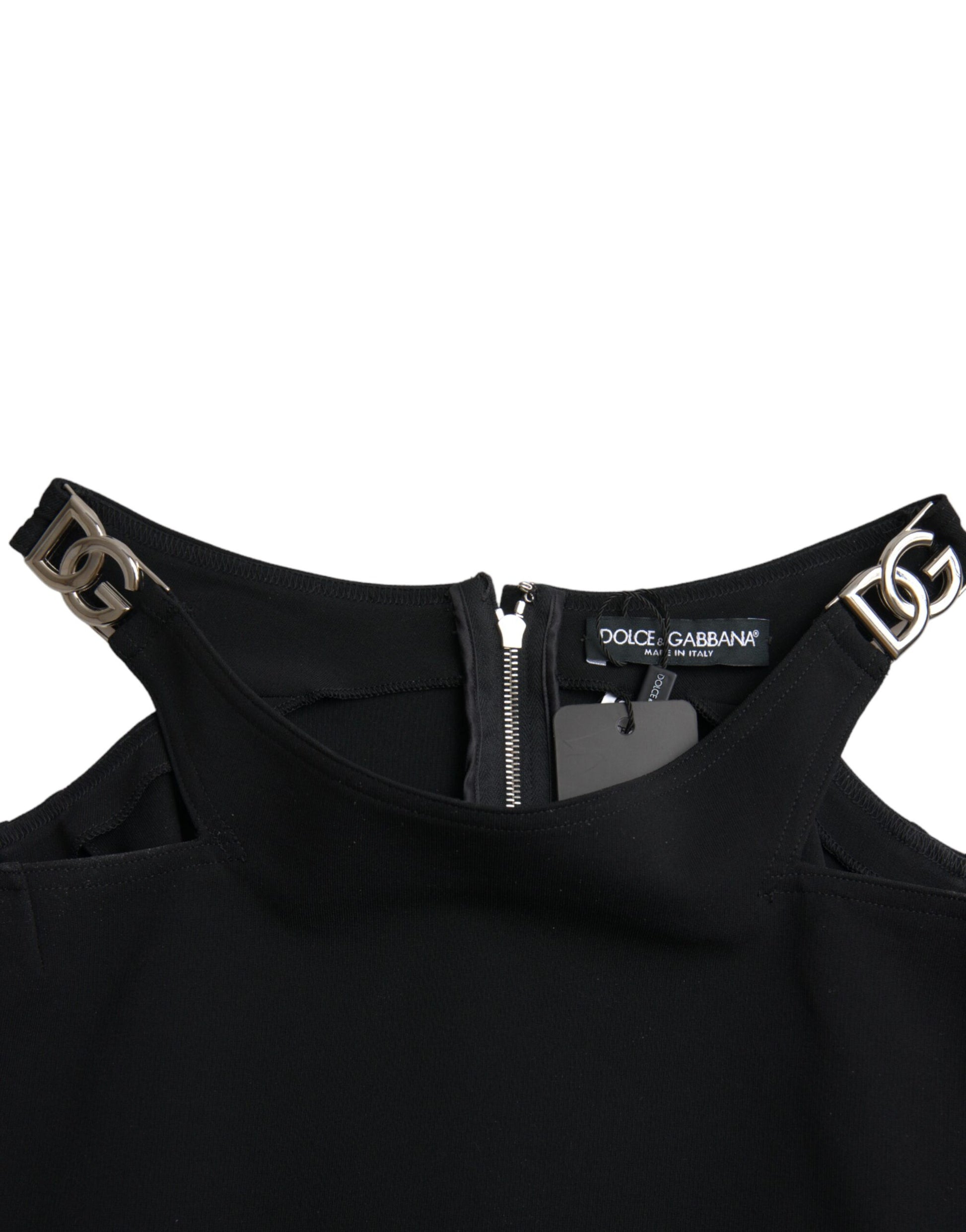 Dolce & Gabbana Black Sleeveless Round Neck Cropped Tank Top by Dolce & Gabbana