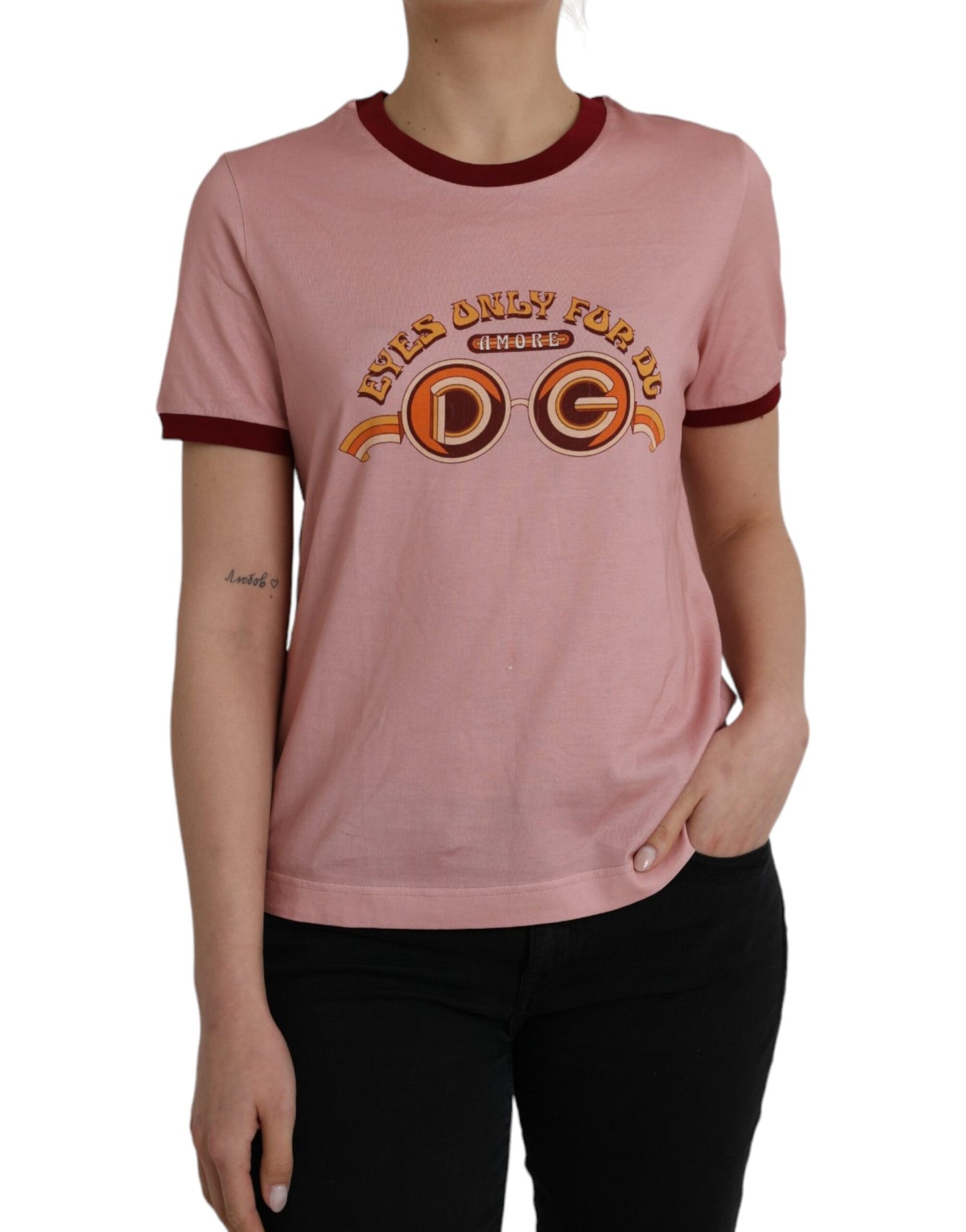 Dolce & Gabbana Pink Cotton Short Sleeves Crew Neck T-shirt by Dolce & Gabbana