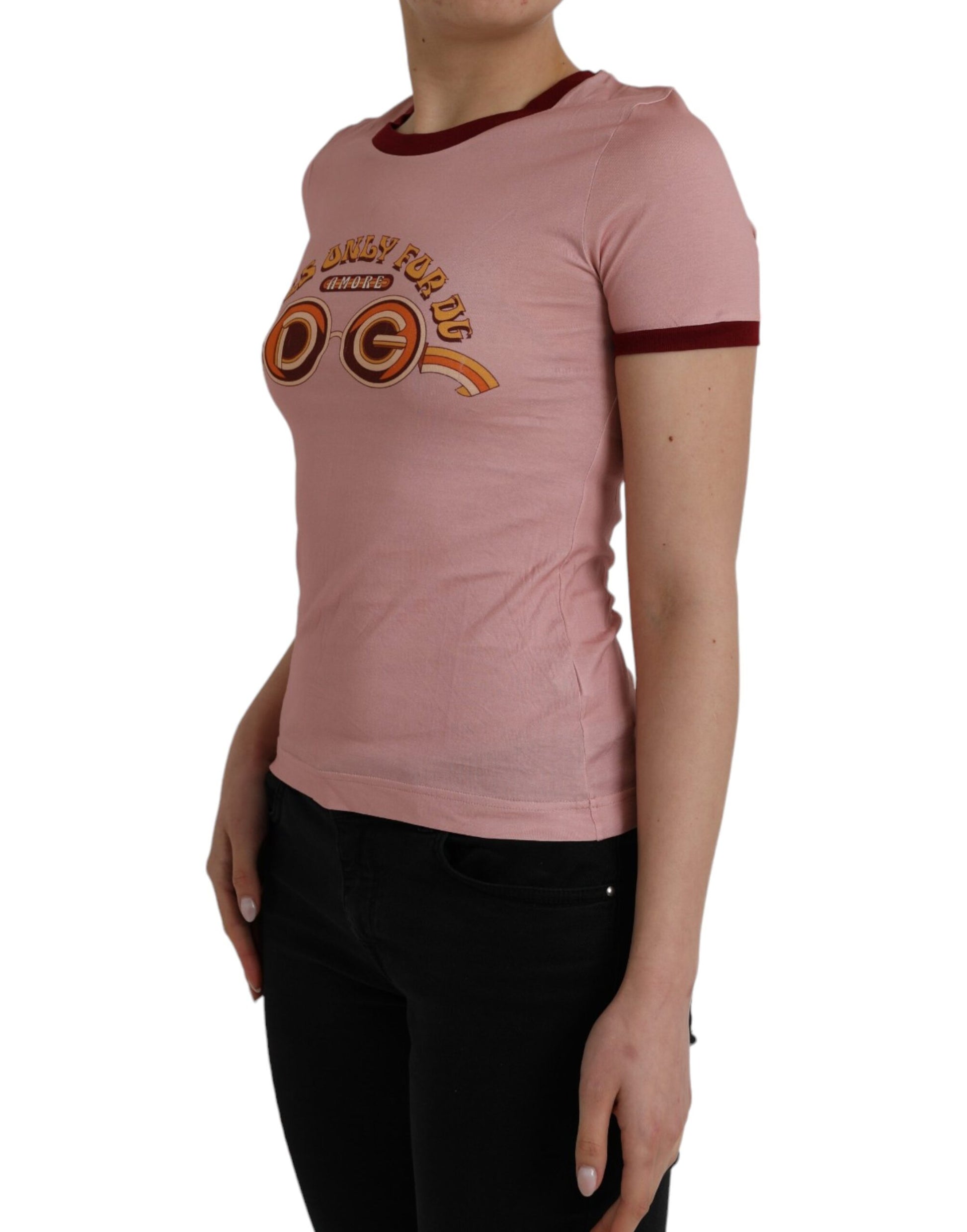 Dolce & Gabbana Pink Cotton Short Sleeves Crew Neck T-shirt by Dolce & Gabbana