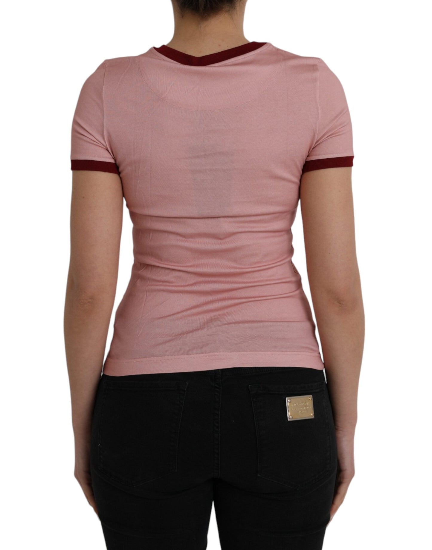 Dolce & Gabbana Pink Cotton Short Sleeves Crew Neck T-shirt by Dolce & Gabbana